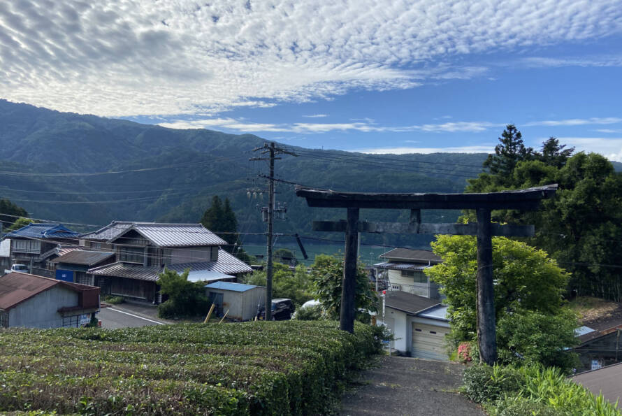 井川神社からのぞむ井川湖